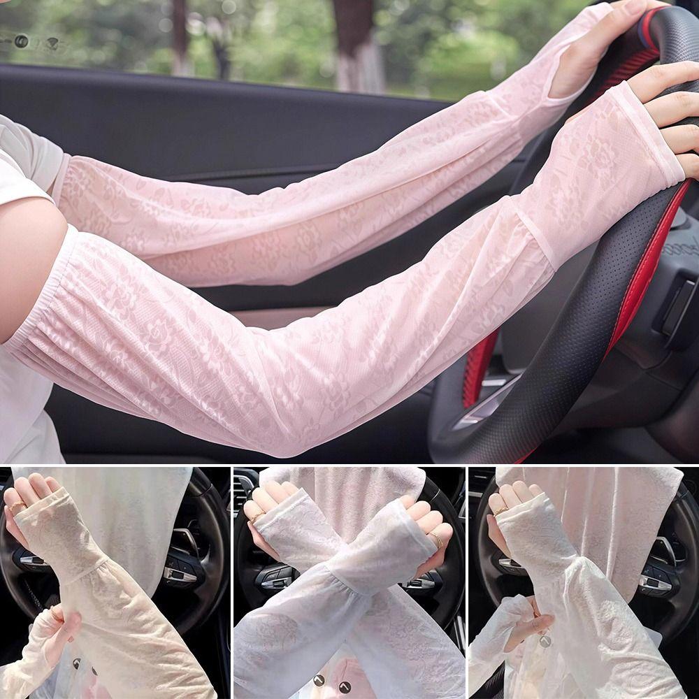 Long Driving Sleeve Lace Arm Glove Sleeves Fashion Sunscreen Sleeves  Summer