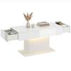 LED Salontafel met Opbergruimte, Hoogglans, Modern, 2 Lades & Afstandsbediening, Wit
