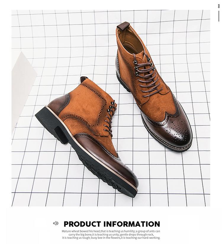 Plus Size Men's High-Top Leather Chelsea Boots - Autumn/Winter Fashion