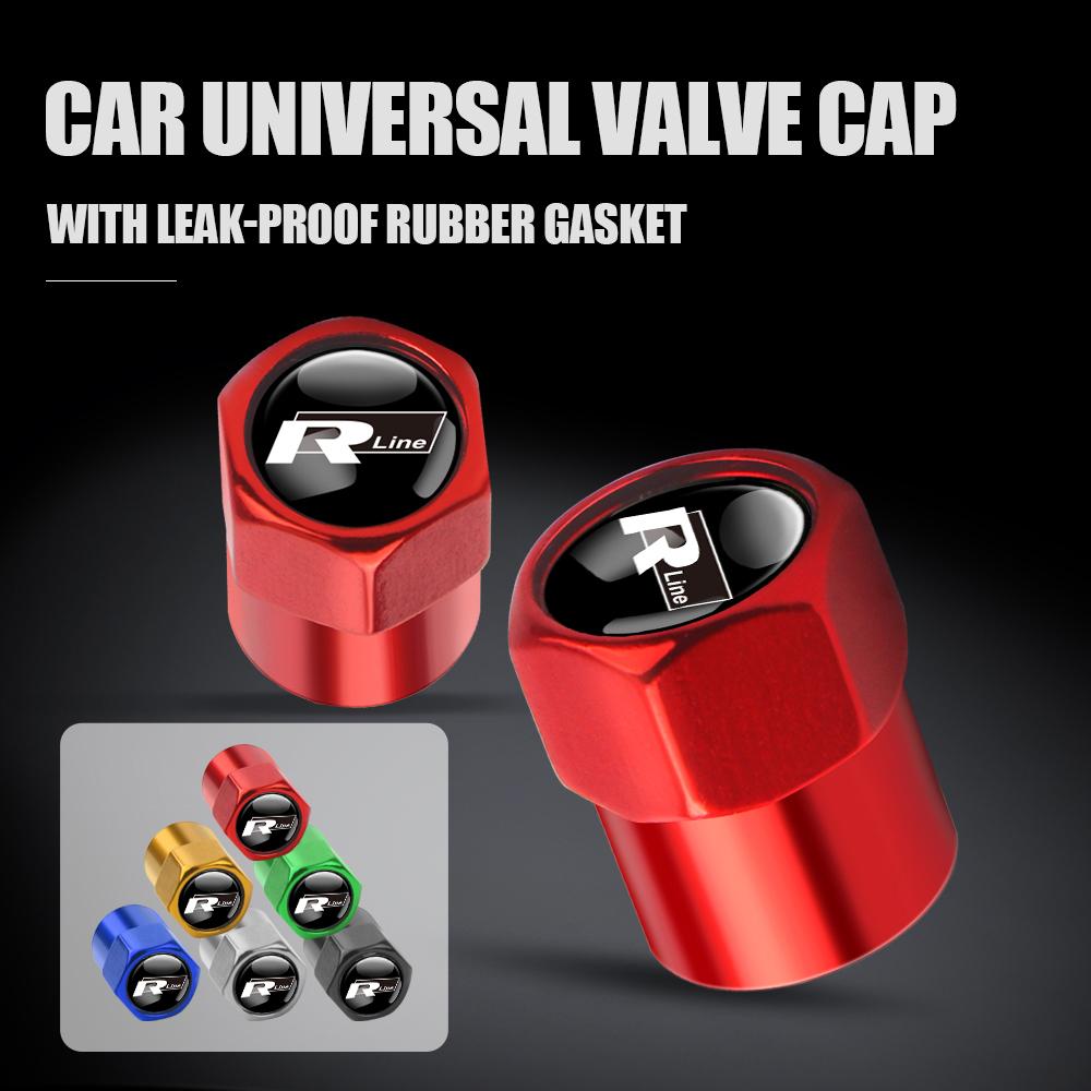 4PCS Car Wheel Valve Caps Auto Dustproof Tire Stem Air Covers For Volkswagen Motion MTM POLO GTI Blue Caddy Scirocco Golf Beetle V1