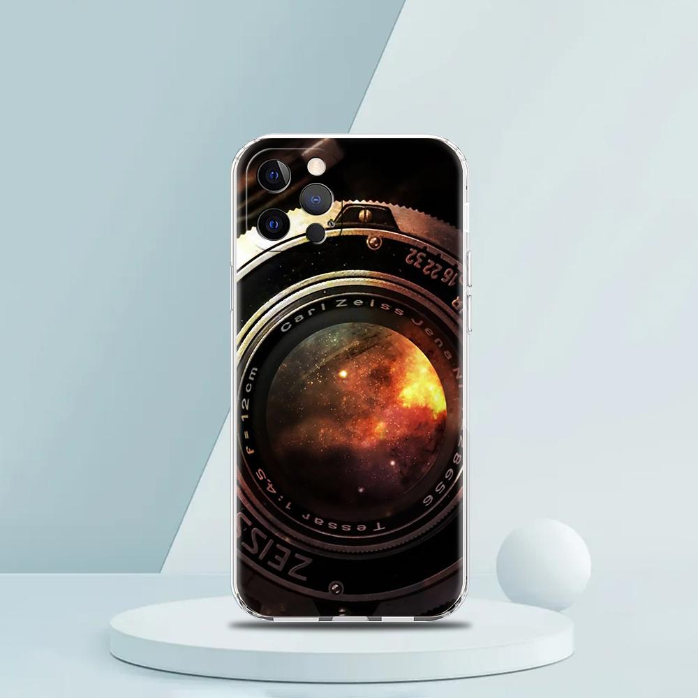 Soft TPU Transparent Phone Case Cover for iPhone 16 15 14 13 12 11 Pro Max XR 8 7 Plus XR Shockproof Shell Retro Camera Pattern