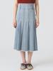 Ray Beams Women's Denim Tucked Midi Skirt, Blue 1