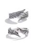 Huitan 2pcs/pack Vintage Angel Wing Demon Eye Hip Hop Adjustable Couples Rings for Men Women Retro Silver Color Jewelry