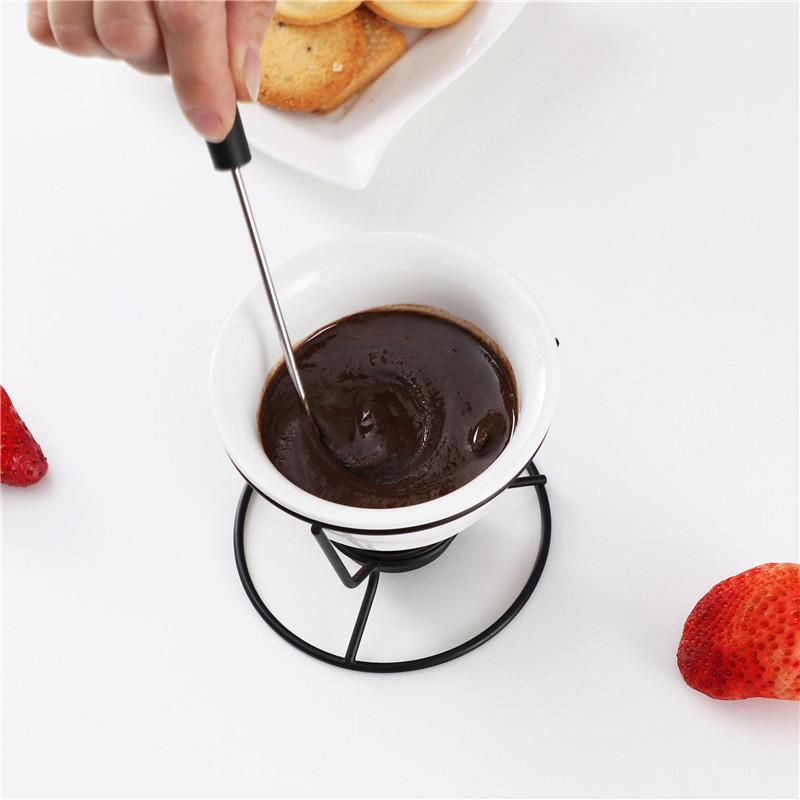 140ML Cheese Chocolate Melting Ceramic Mug European Candle Cup Heating Food Ceramic Mug with Fork Creative Coffee Mug Tableware