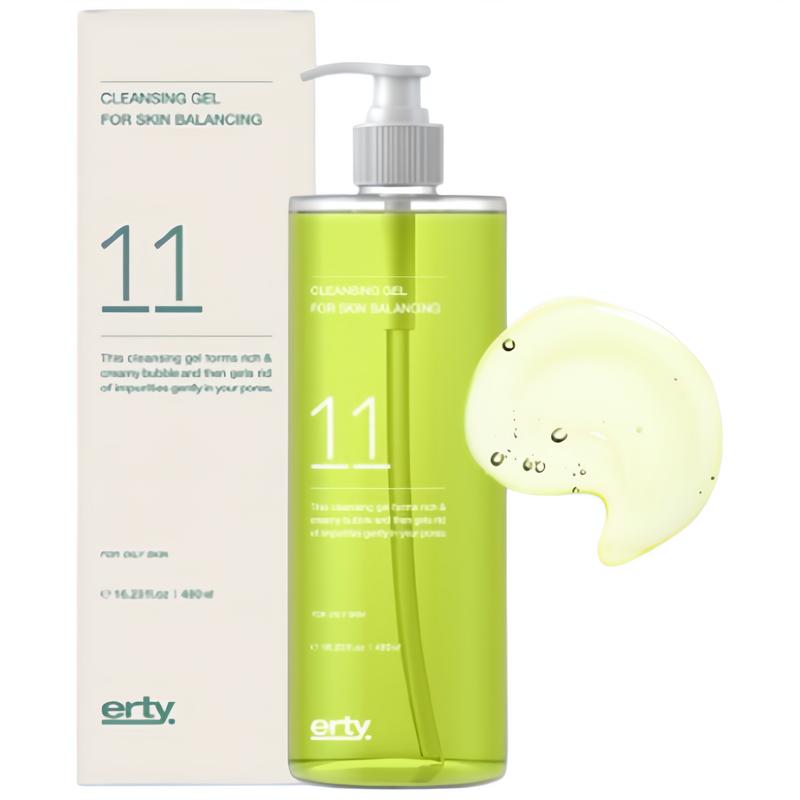 Ertti 11 Cleansing Gel for Skin Balancing 480ml (Trouble-Soothing Balance Xylitol Cleanser), 1 pcs