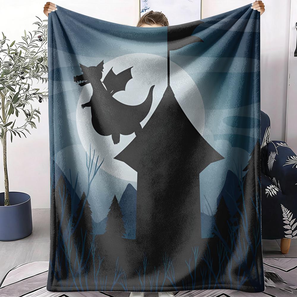 Fairy Tale Dragon Throw Soft Flannel Throw Summer AC Blanket Lightweight Cool Nap Blanket for Sofa Bed Couch Travel 75X95CM