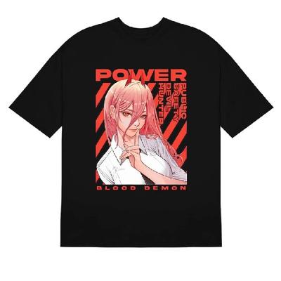 T-shirt Chainsaw Man Power Demon Krwi - 100% Bawełna Koszulka Anime z Uderzającym Wzorem