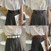 Korean Style Trendy Retro Belt With Square Buckle For Youth Perfect For Jeans And Casual Wear