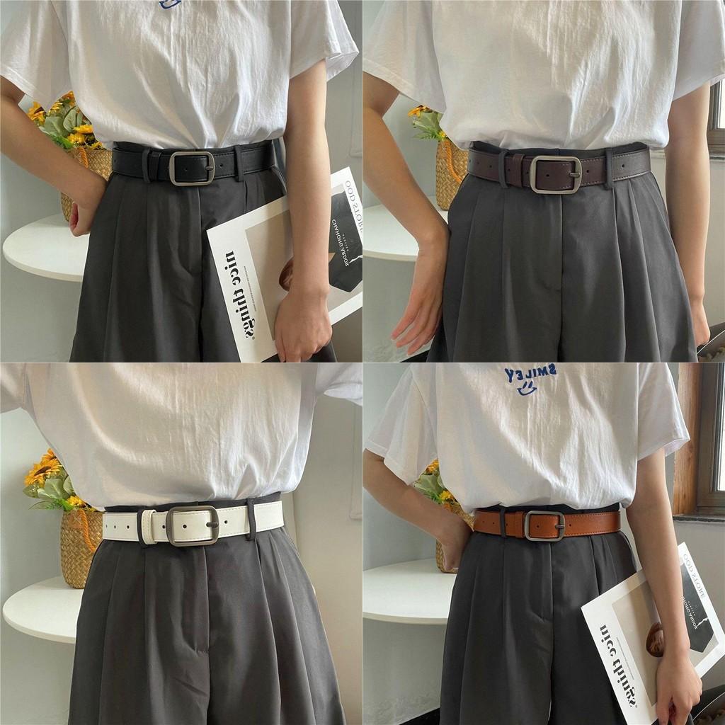 Korean Style Trendy Retro Belt With Square Buckle For Youth Perfect For Jeans And Casual Wear
