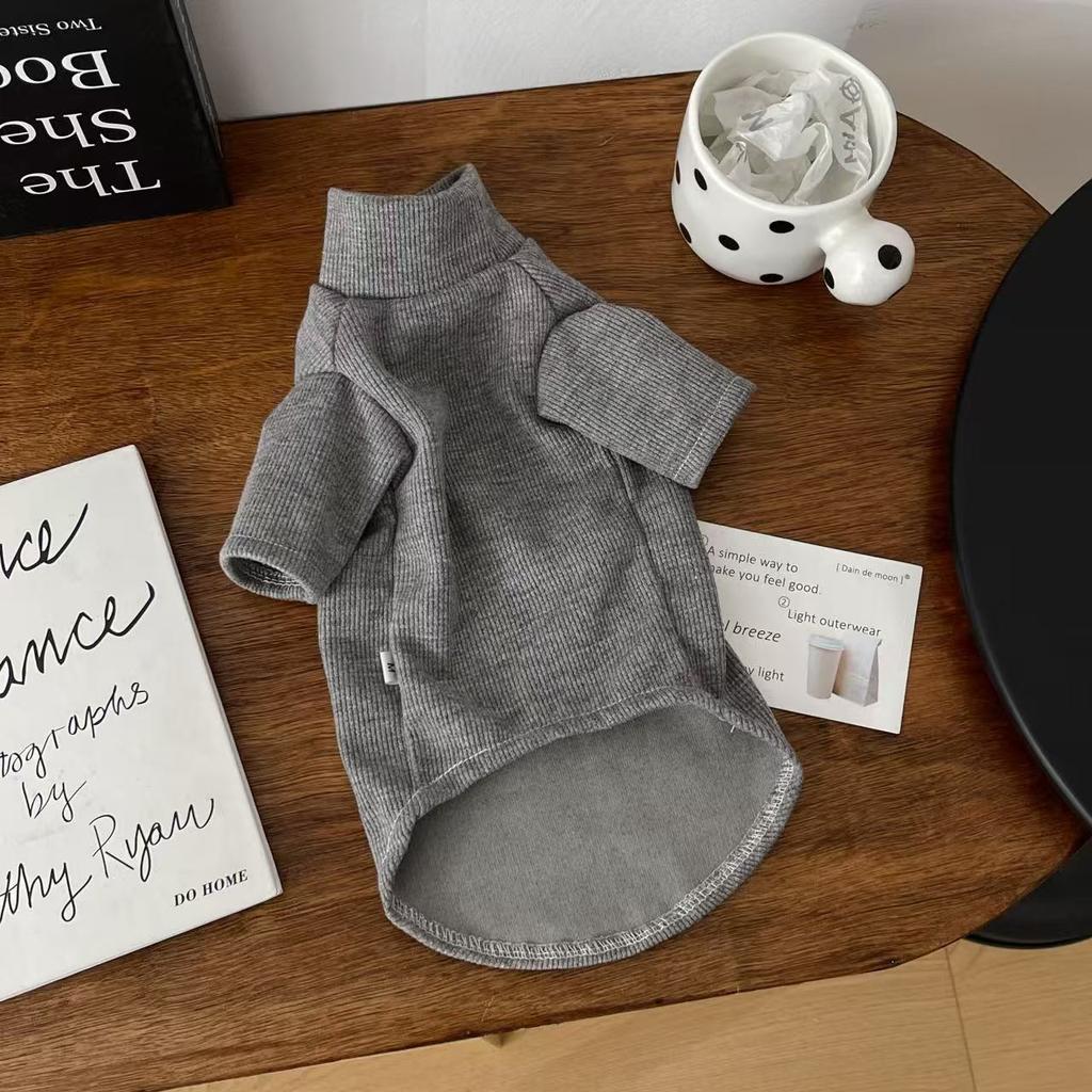 Pet Spring Solid Color Mid Neck Base Shirt Pet Elastic Long Sleeved T-shirt Skin Friendly Breathable Vest Puppy Clothes