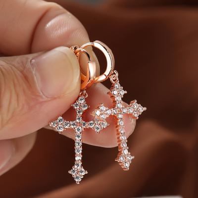 Personalized Unique Hoop Earrings Ear Buckle Jesus Cross Silver Pendant Earrings Jewelry