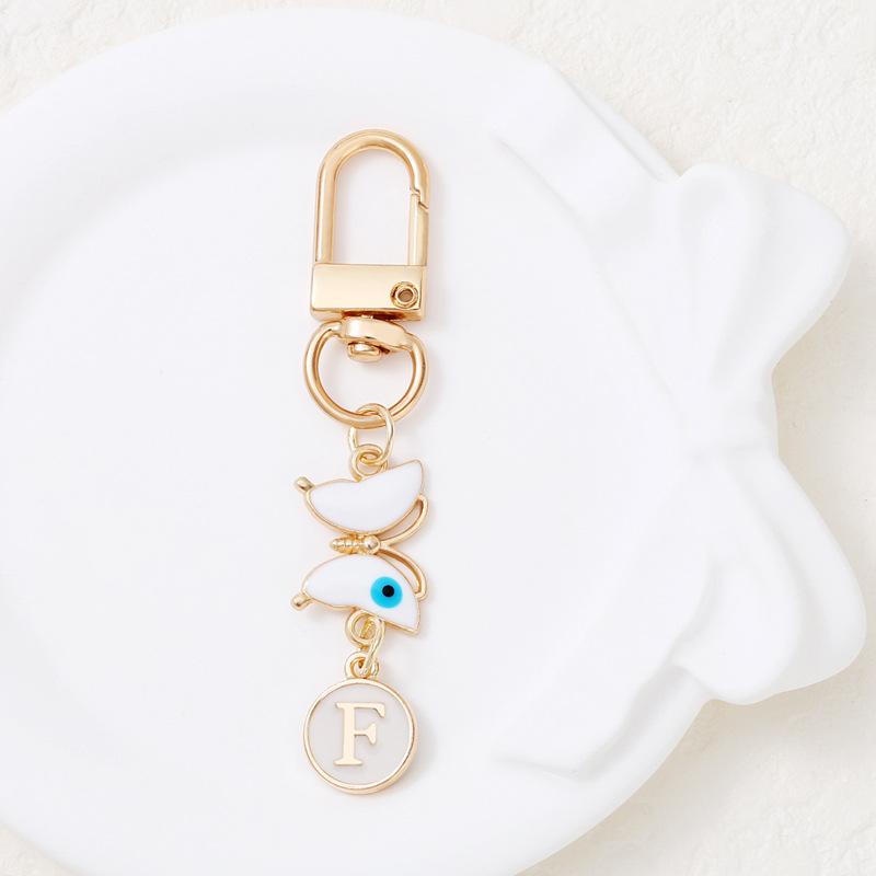 Fashion Butterfly Letter Keychain Fashion Round A-Z Initial Letter Keyring Charms Bag Pendant Decoration Car Key Holders Gift