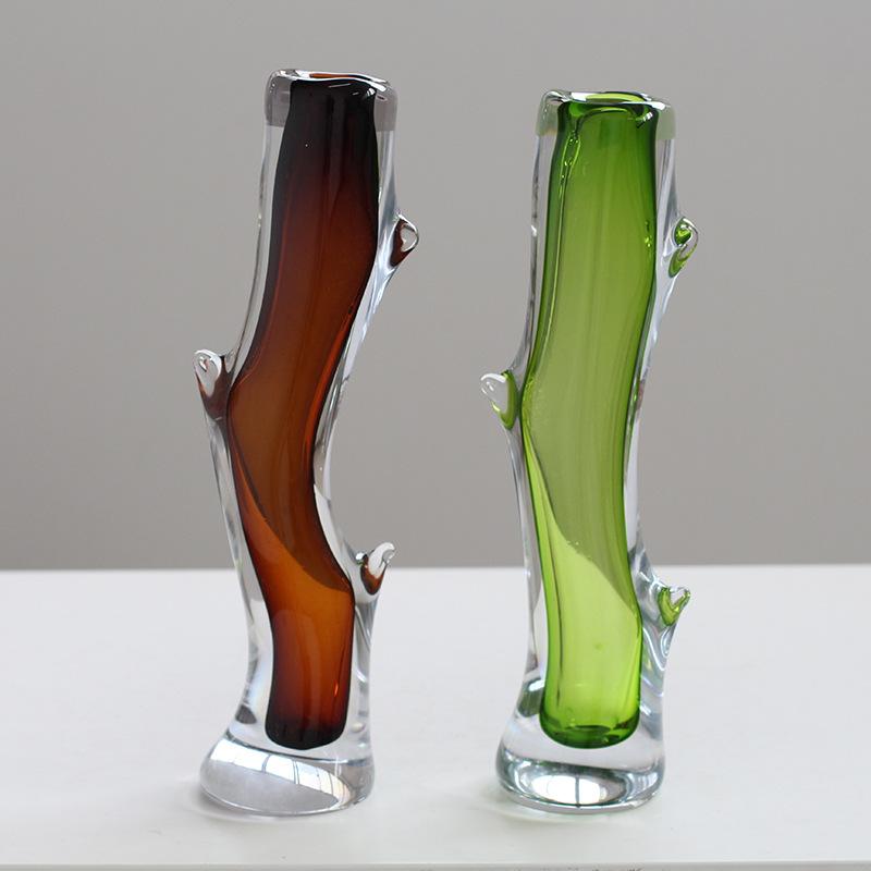 Glass Vase Transparent Branch Fork Shape Thick Straight Glass Bottle Flower Vase Floral Arrangement Accessories Terrarium