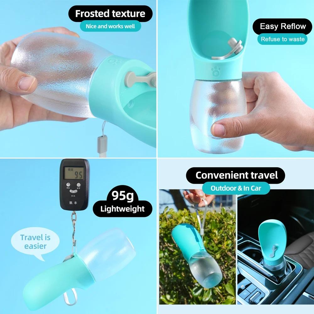 Dog Water Bottle for Pet Dog Cats Feeder Bowls Outdoor Hiking Portable Puppy Drinking Container Golden Pug