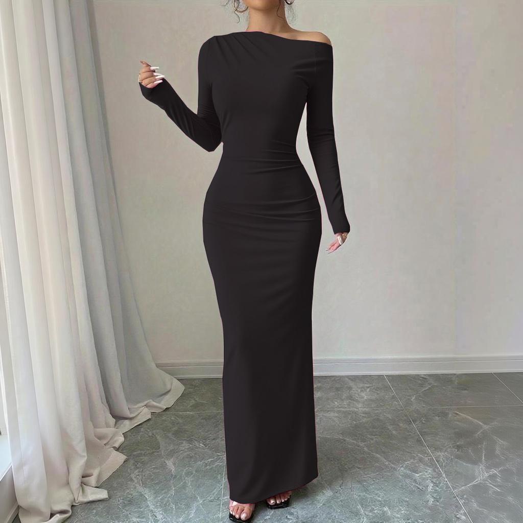 Women's Elegant Long Sleeve Slim Fit Maxi Dress