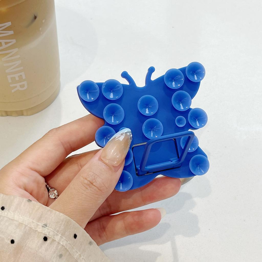 Butterfly Silicone Suction Cup Phone Stand Holder Portable Desktop Kickstand Square Ring Holder