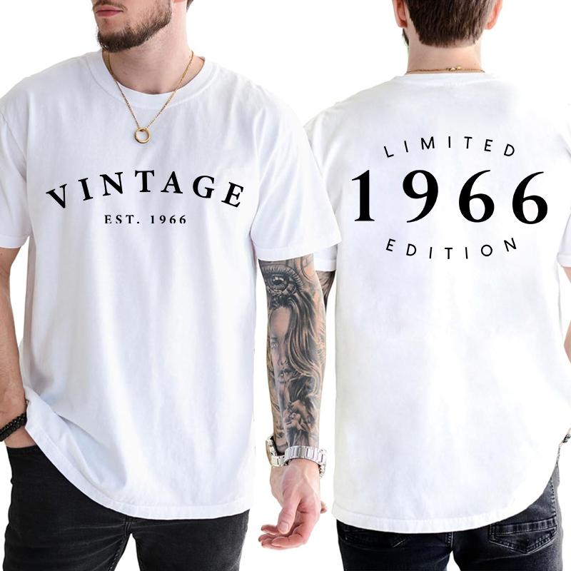 Vintage Est 1966 Limited Edition 60th Birthday Tees Mens Oversized O Neck Short Sleeve Tshirts Fashion Graphic Male Clothing