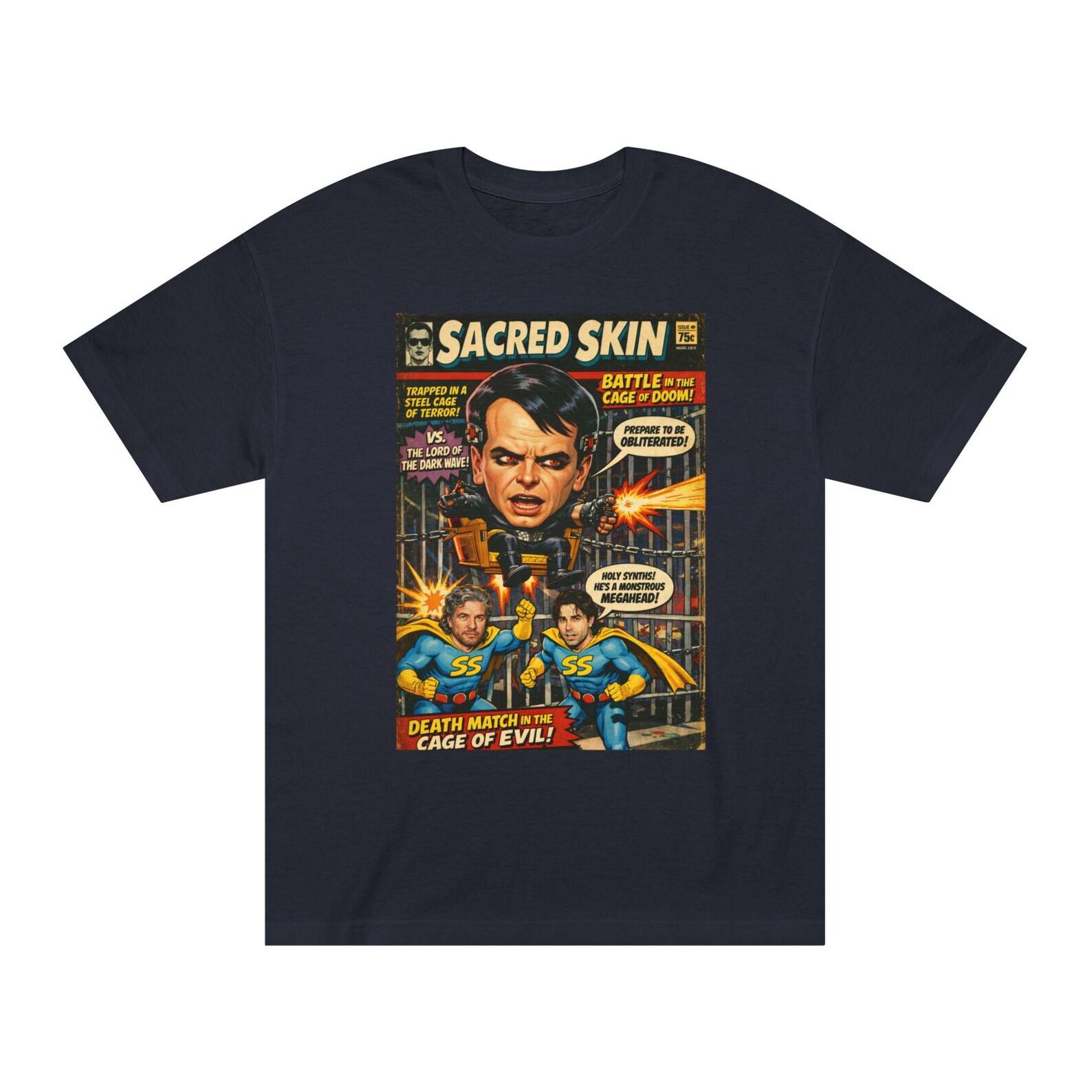 Sacred Skin Comic Cover Tee | Retro Superhero Illustration T-Shirt 3XL