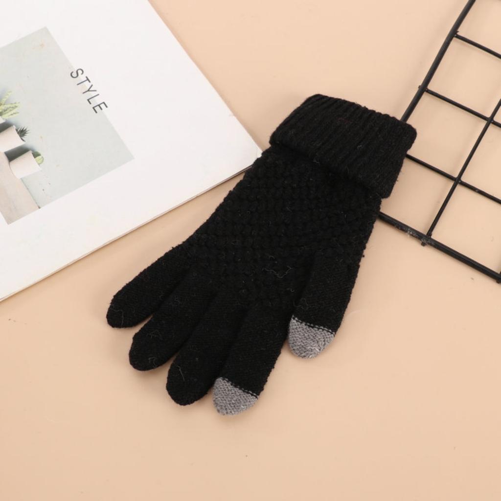 Winter Thick Plush, Pineapple Knit, Touch Screen, Cycling Cold Proof, Plush Pattern, Warm Gloves