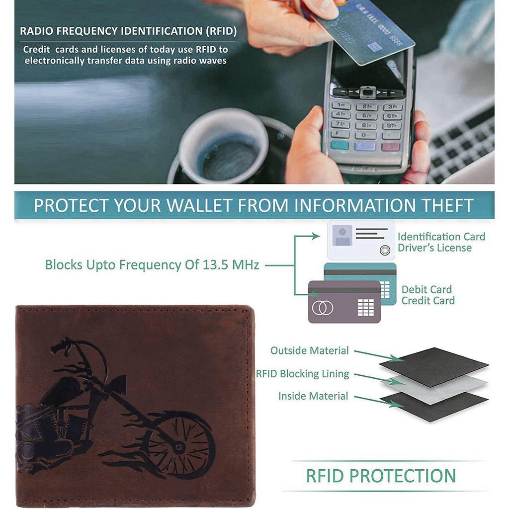 Herren Formell Braun Echtes Leder RFID Geldbörse (6 Kartenfächer)