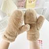 Solid Color Thick Plush Warm Gloves For Students, Fashionable And Cute Fingerless Windproof Gloves