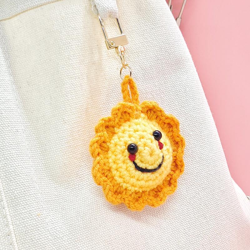 Handcrafted Sunflower Keychain: Colorful Smiley Face Bag Charm Pendant – Perfect for Bookbags or as a Decorative Gift.