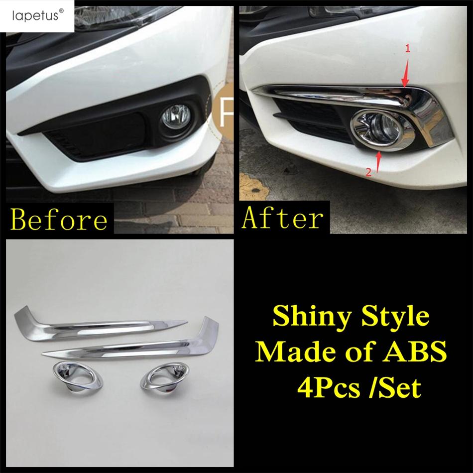 Chrome Front Rear Fog Lamp Light Ring Eyebrow Eyelid Molding Cover Trim For Honda Civic 2016 2017 Car Accessories Exterior Kit