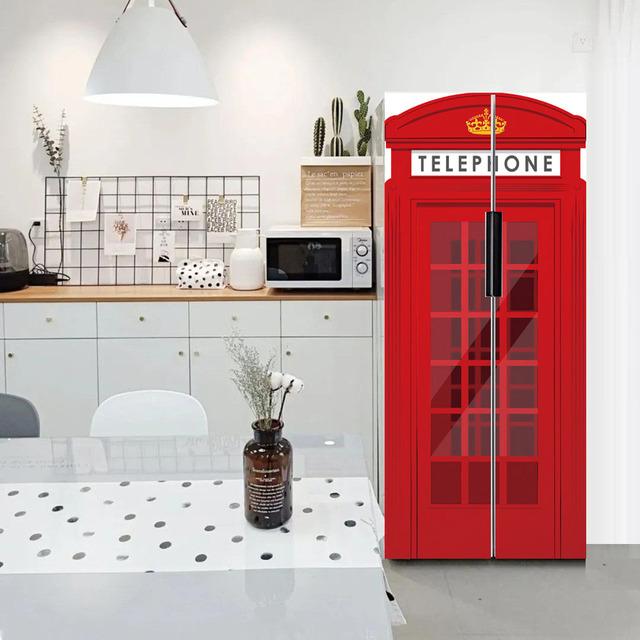 Water Droplets Geometry Line Pattern Self-Adhesive Refrigerator Freeze Sticker Kid's Art Fridge Door Cover Wallpaper Teenager 3D