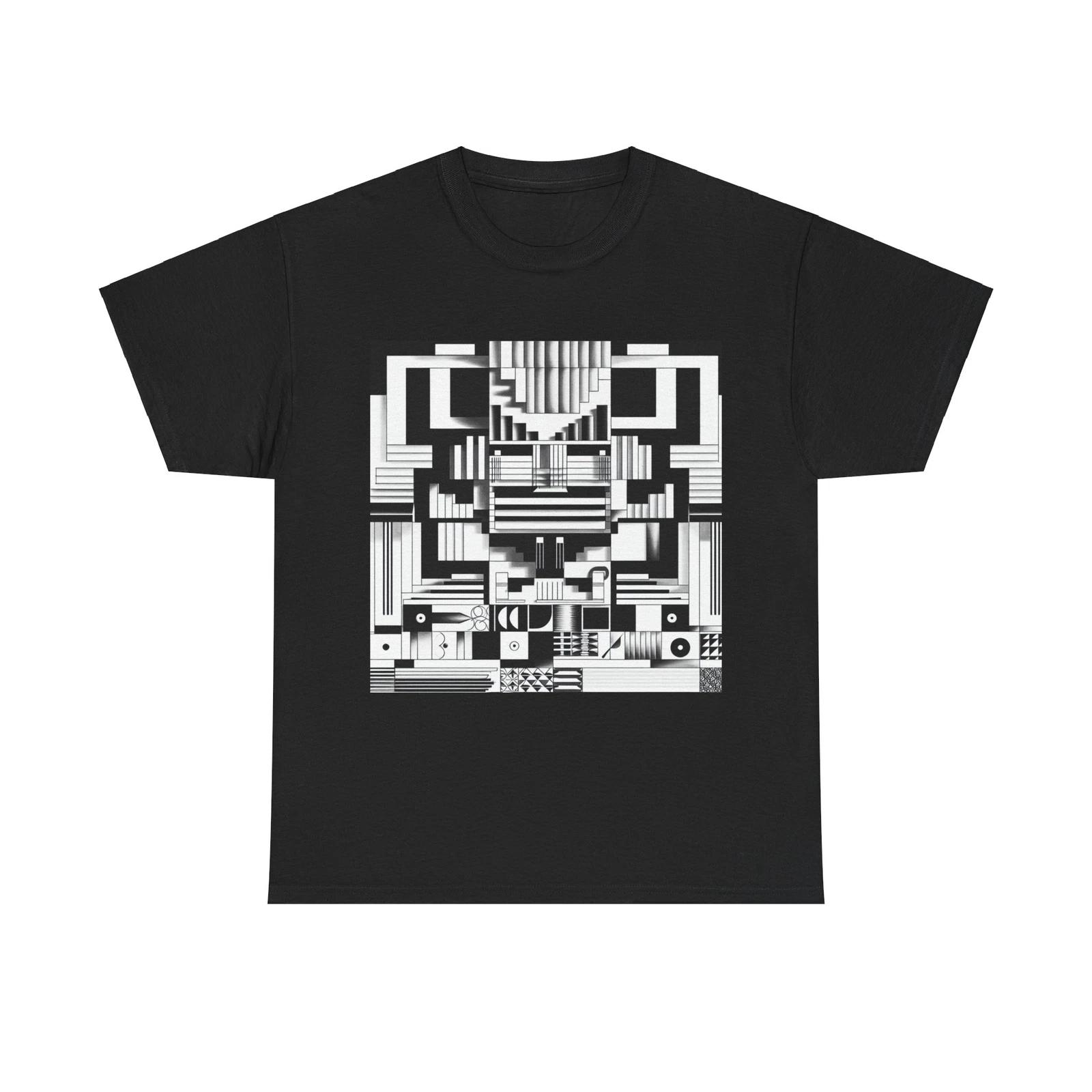 Unisex Adult T Shirt Geometric Black White Art Deco Classic Vintage Style Tee XL