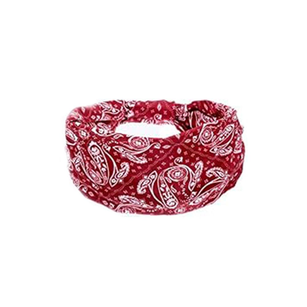 

Повязка на голову с узлом «Цветок кешью» с узором «пейсли», эластичная, с широкими полями, для йоги и спорта