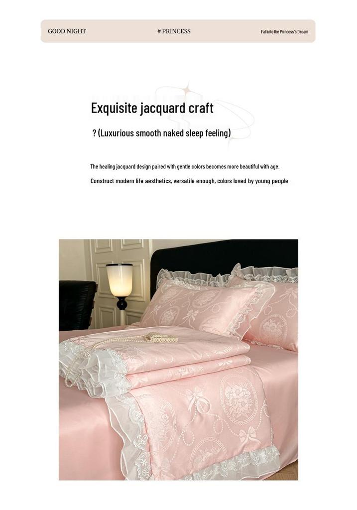 Korean Style Romantic Elegant Lace Silk Jacquard Summer Quilt Set