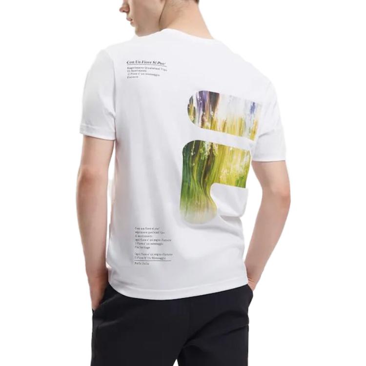 FILA Solid Color Crew Neck Short Sleeve T-Shirt Men tops White F11M318107F-WT