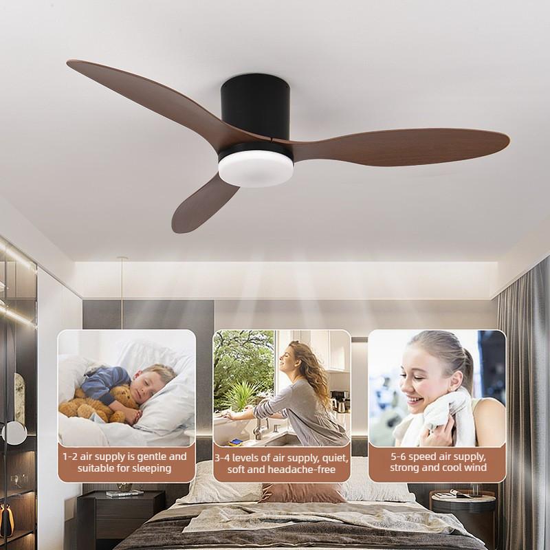 Bedroom Variable Frequency Ceiling Fan Lamp Retro Simple Suspended Lighting Fan Household Silent Ceiling Fan Light