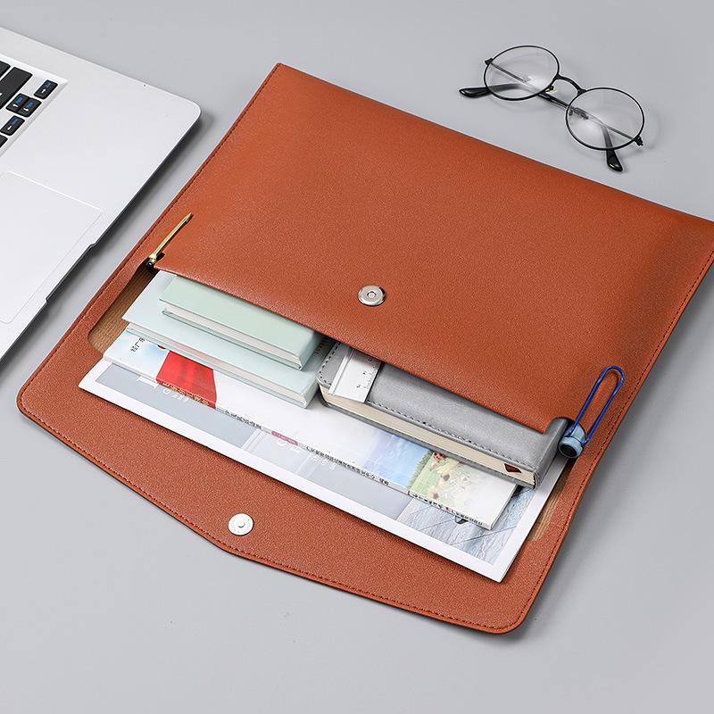 Borsa Grande Capacità A4 in Pelle per Documenti - Cartella Impermeabile e Ispessita con Logo Personalizzato.