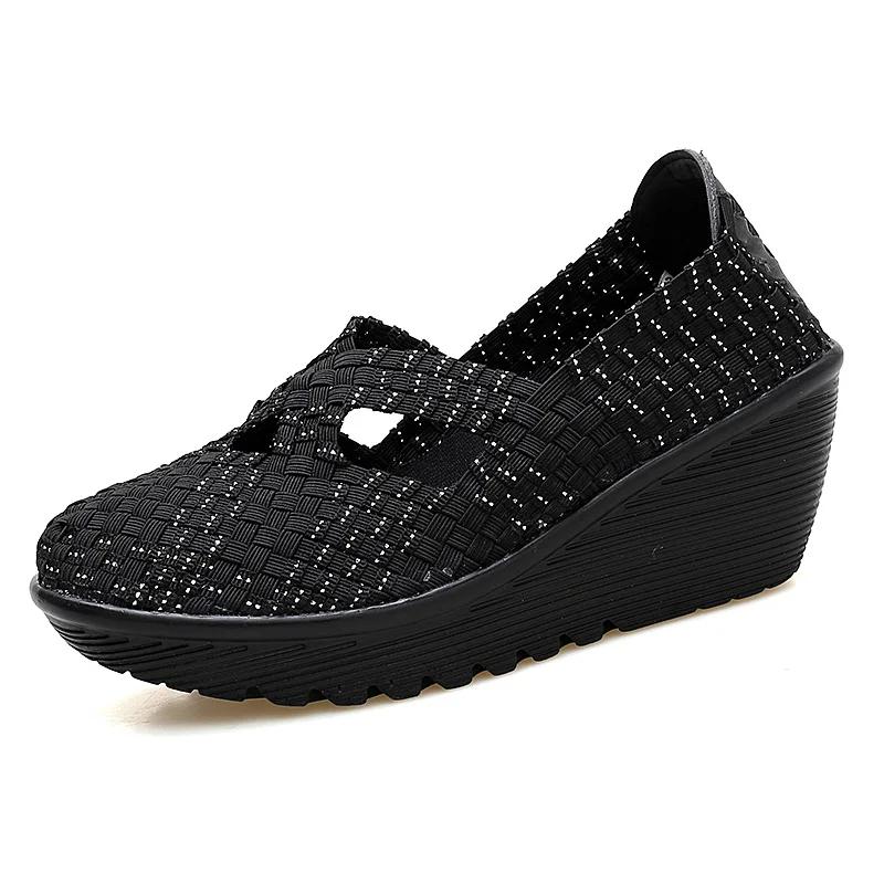 Fashion Women's Shoes Flat Platform Summer Woven Sneakers for Walking Femal Casual Loafers 5CM High Quality Tenis Women Zapatos De Mujer