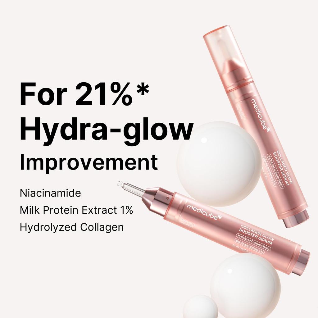 Medicube Collagen Glow Booster Serum, Plump and Rich in Peptides, Anti-Wrinkle, Hydrated Skin, Lifeless Skin, Extremely Dry Skin, Korean Skincare