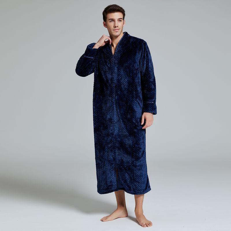Zipper Nightgown for Men and Women Couple plus Size Chubby Girl Bathrobe for Women Autumn and Winter Long Homewear Coral Velvet Pajamas Nightdress
