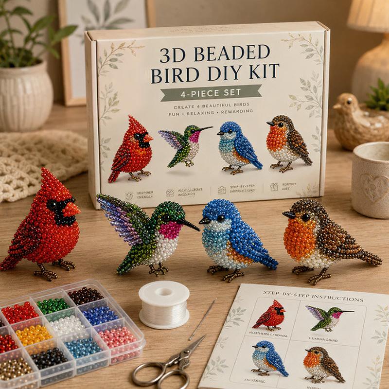 3D Beaded Animal Craft Kit DIY Animal Beading Kit for Adults Handmade Tiny 3D Beaded Animal Craft Kit for Creative Projects