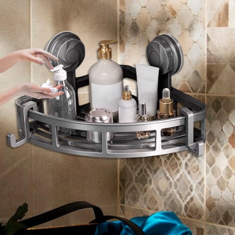 Suction Cup Organizer For Bathroom Multifunctional Bathroom Corner Shower Shelf Storage Rack For Towels Shower Gel Facial