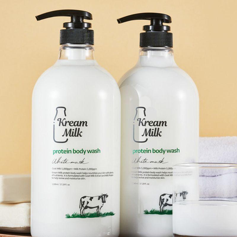 KREAM MILK [Set of 2] Protein Body Wash White Musk Scent 1100ml Protein Body Wash (White Musk) (2 pack)