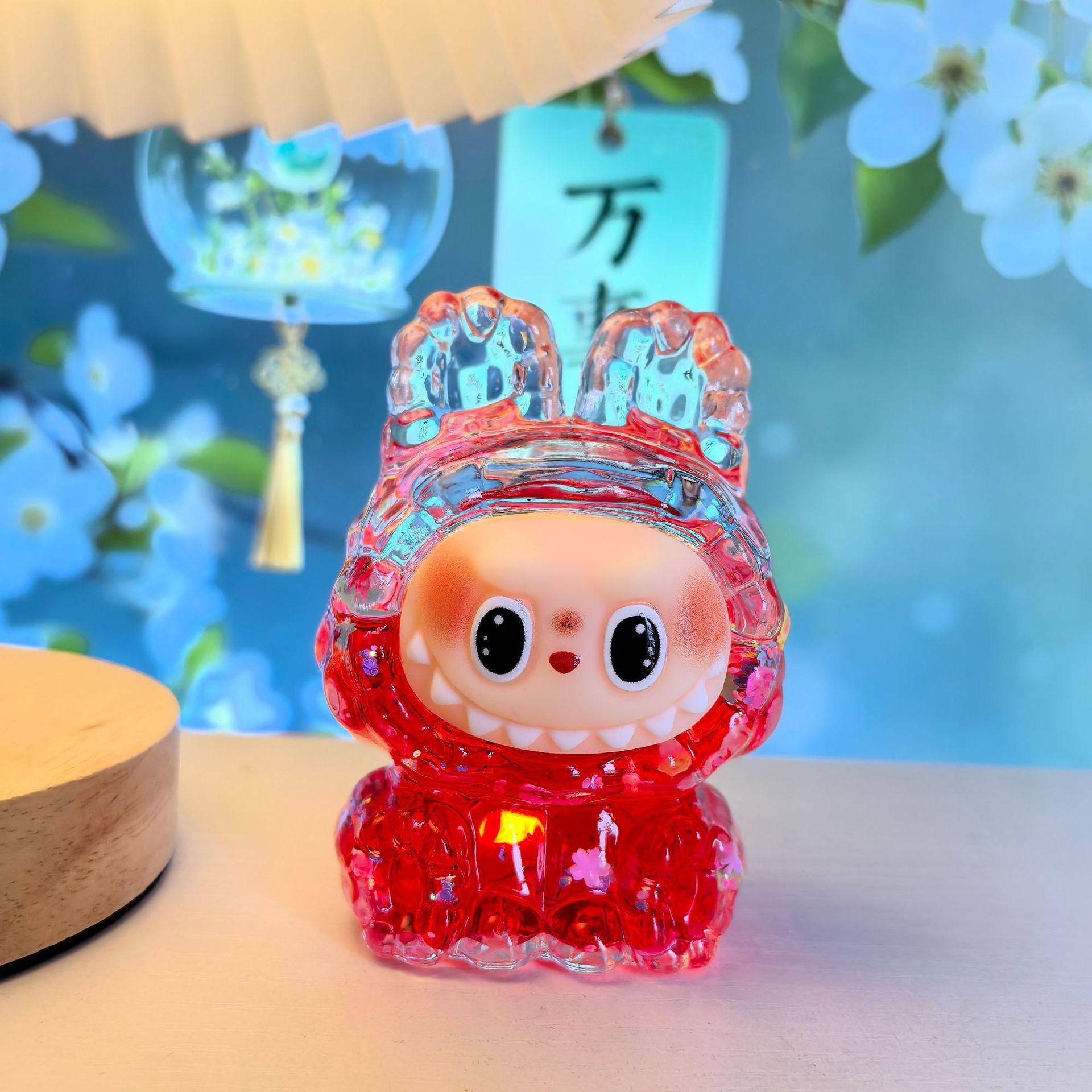 

Масляный Лабубу с текучим песком, Креативная фигурка Лабу, Настольное украшение, Декоративная игрушка в подарок 8.5*6cm