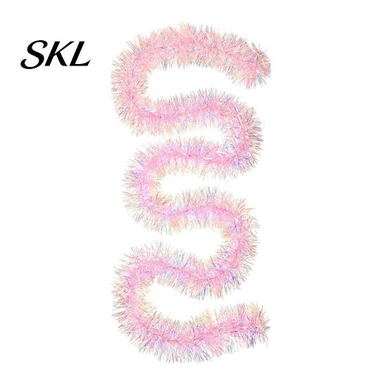 DIY Bastelgirlande Streifen 78 Zoll Rosa Lametta Weihnachtsdekoration, Glitzer Metallisch Gedreht Weiche Wolle Dekorative Fransen für Weihnachtsbaum, Hochzeit,