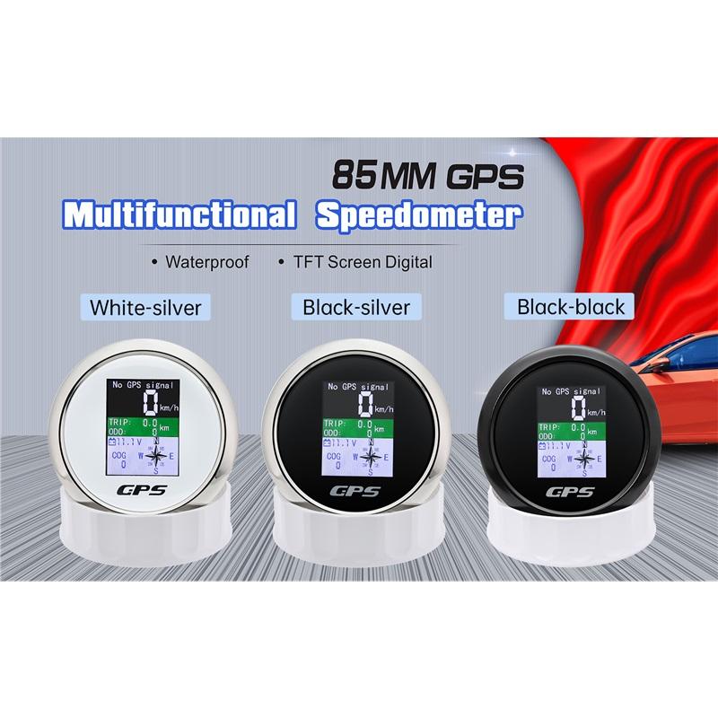 Universal 85mm Digital GPS Speedometer Odometer with GPS Antenna TFT Screen Waterproof Voltmeter for 12V Boat Car Motorcycle