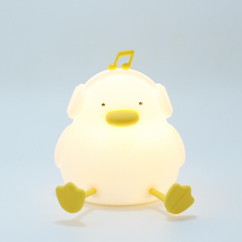Музыкальная Утка Силиконовый Ночник: Прикроватная атмосферная лампа для общежитий и спален Gift Box + Charger