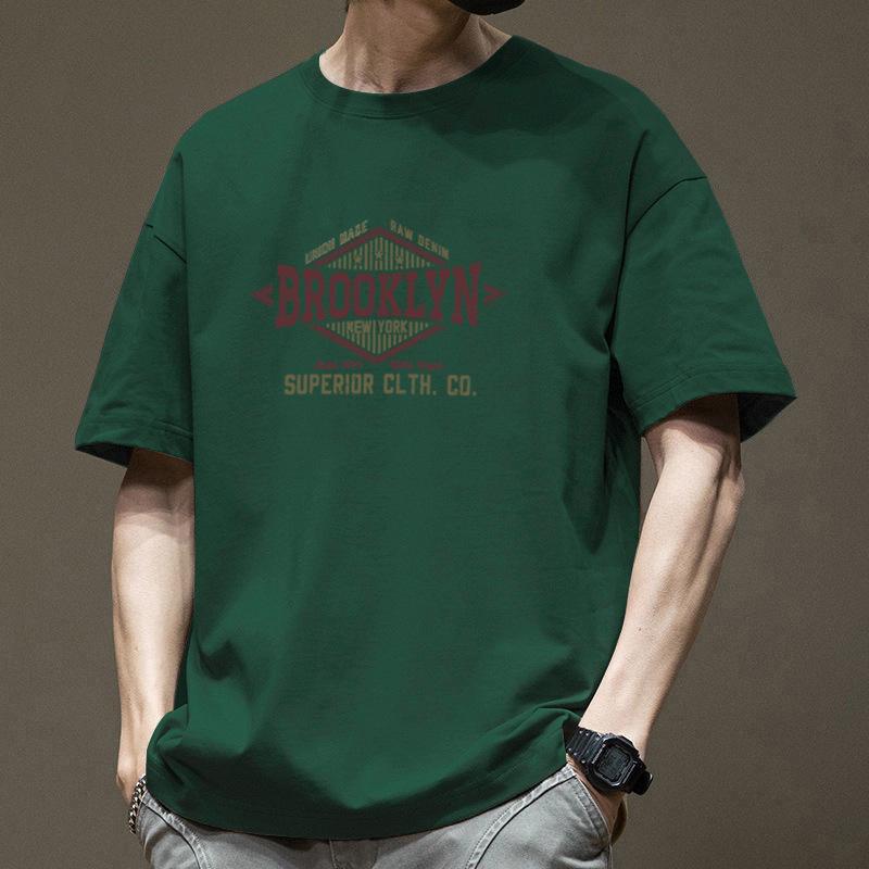 Men's Loose-Fit Crew Neck Short Sleeve T-Shirt Brooklyn Graphic Print Casual Top