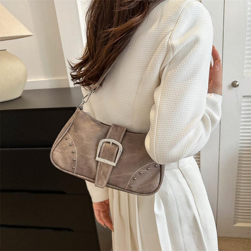 Wholesale New Fashion Rivet Stitching Shoulder Bag Women 2023 Street Trendy Pu Small Armpit Bag