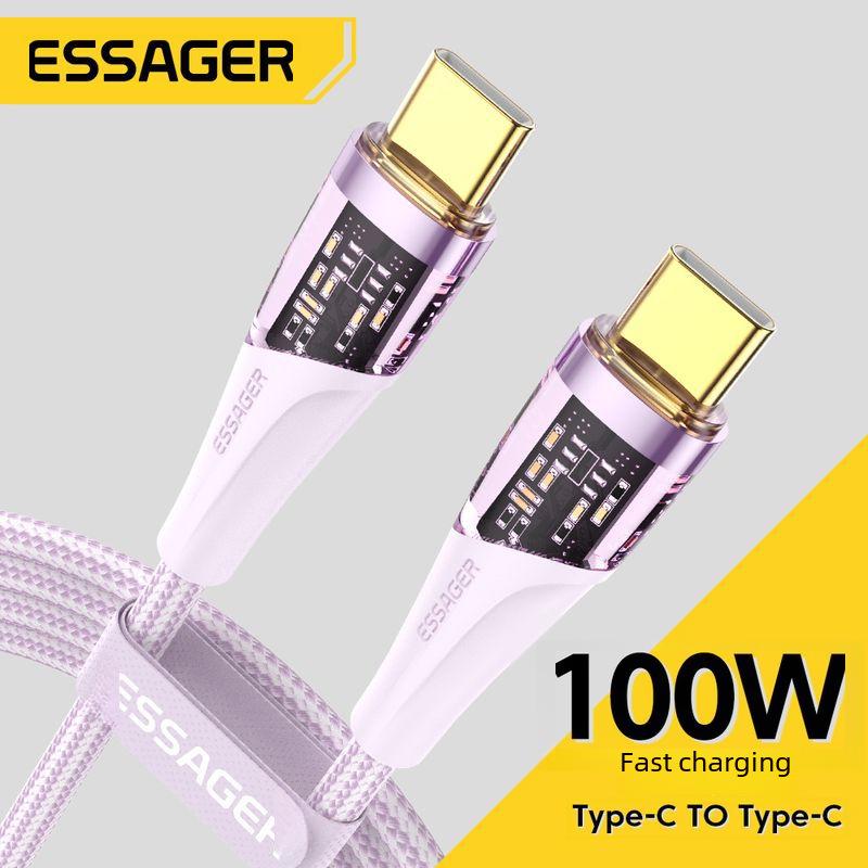 

ESSAGER Amber Series PD100W Transparent Fast Charging Cable for Phones & Notebooks 1m