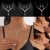 Luxurious Teardrop Diamond Pendant Necklace & Earrings Set: Wedding Accessories