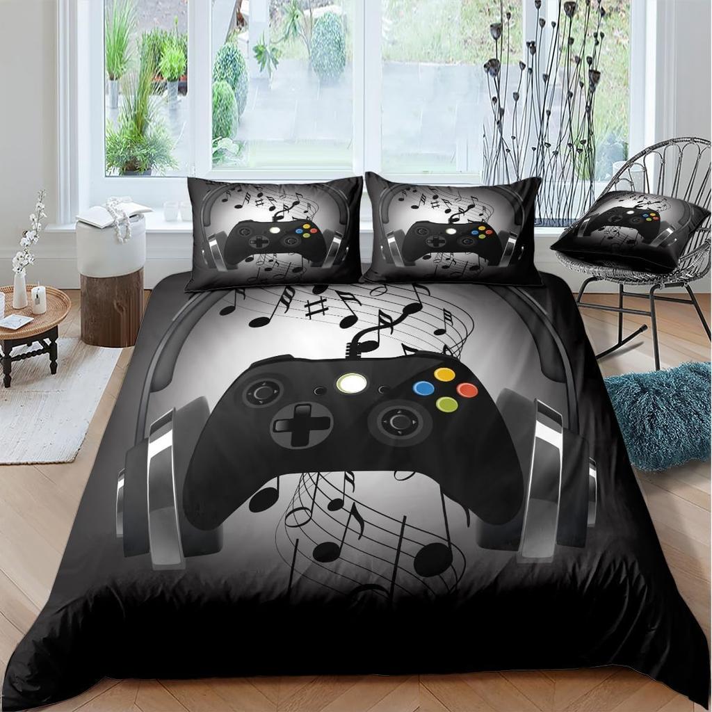 Gamer Bedding Sets for Boys Gaming Duvet Cover Set Video Games Comforter Cover Play Designs Bed Set with Pillowcase