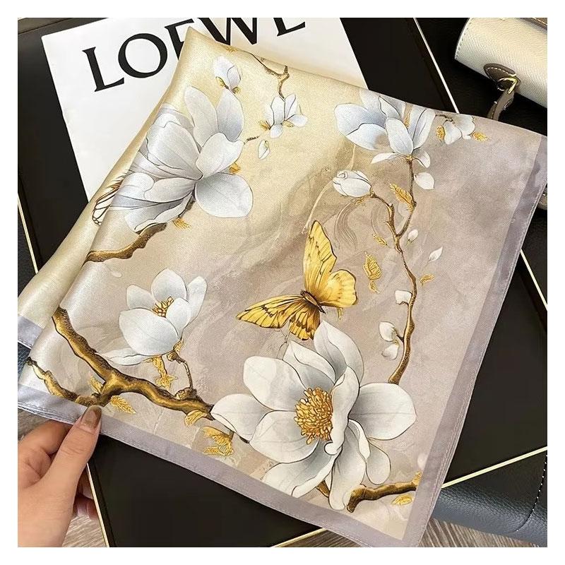 New 100% Natural Silk Scarf Square Female Fashion Pashmina Bufanda Folral Women Shawl Wraps Bandana Scarves Foulard Echarpe